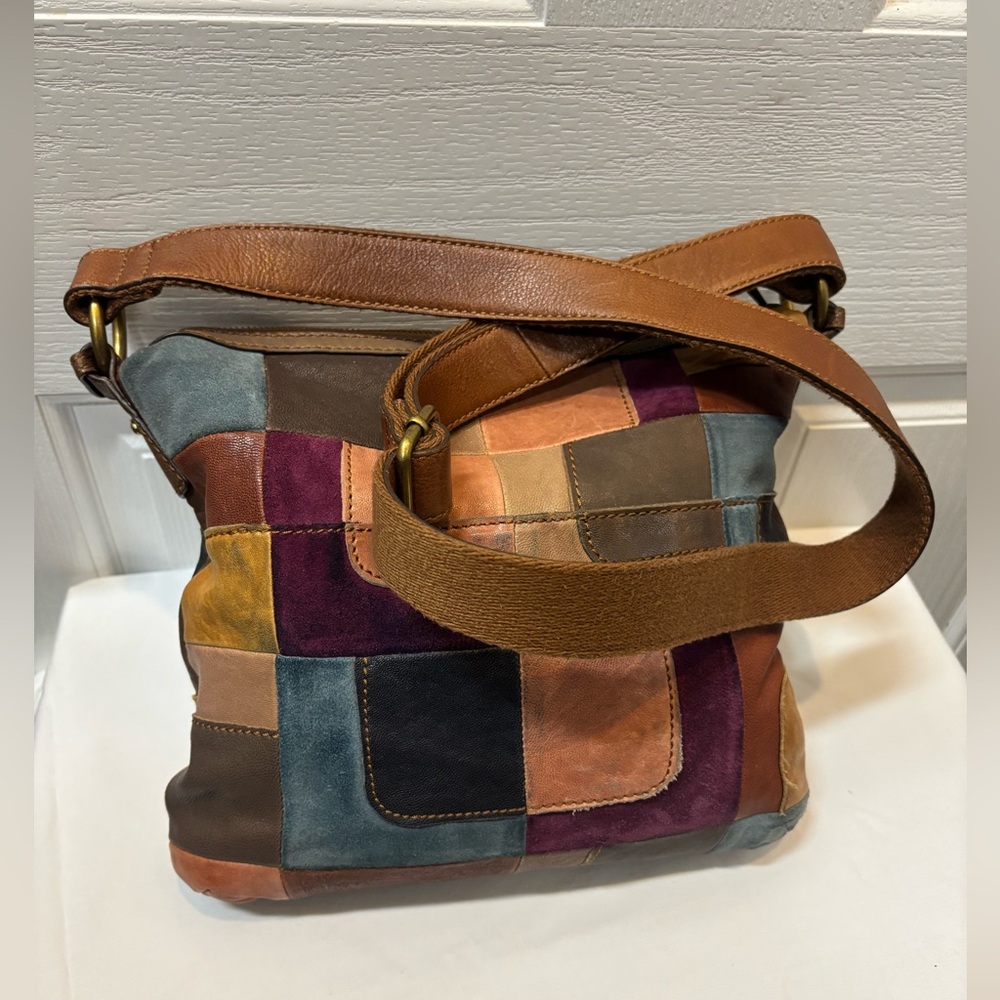 Fossil Multicolor Patchwork Shoulder Leather Bag … - image 3